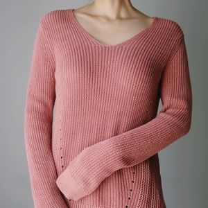 100% Cotton Dusty Pink Knit Sweater